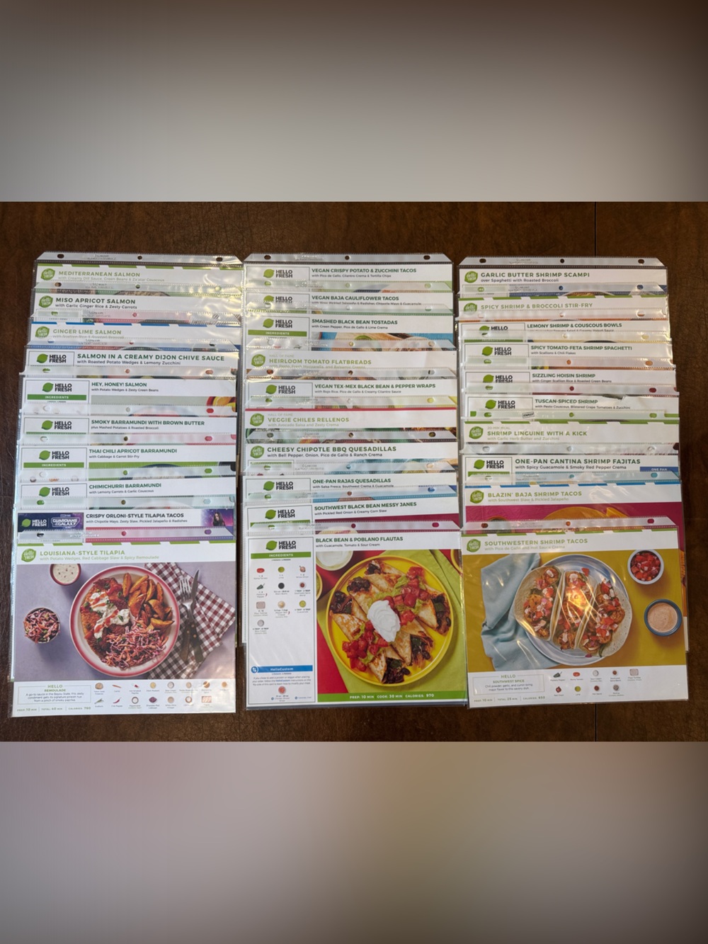 HelloFresh Salmon, Barramundi, Tilapia, Shrimp & Vegetarian - 30 Recipe Cards